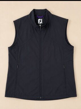 FootJoy FJ Black Full Zip Golf Vest Woman Large Lightweight Zip Pocket Gorpcore